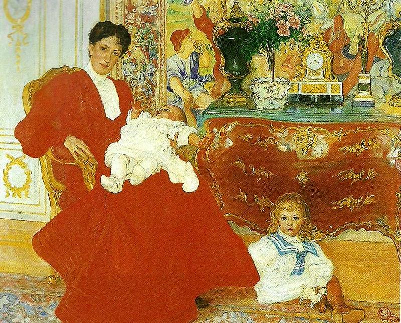 Carl Larsson portratt av fru dora lamm f upmark och hennes tva aldsta soner China oil painting art